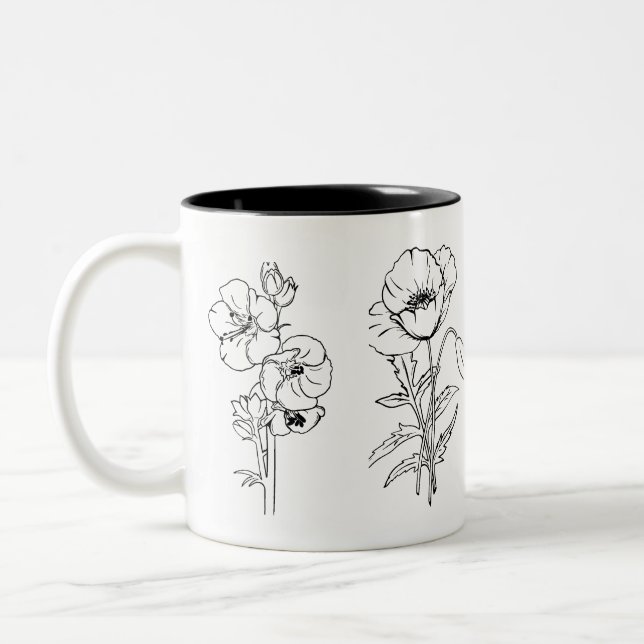 Caneca De Café Em Dois Tons Design preto e branco (Esquerda)