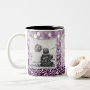 Caneca De Café Em Dois Tons Design roxo das imagens w/Text do brilho 2 seus