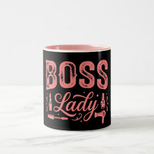 Caneca De Café Em Dois Tons Design Senhora Chefe Rosa Fofa