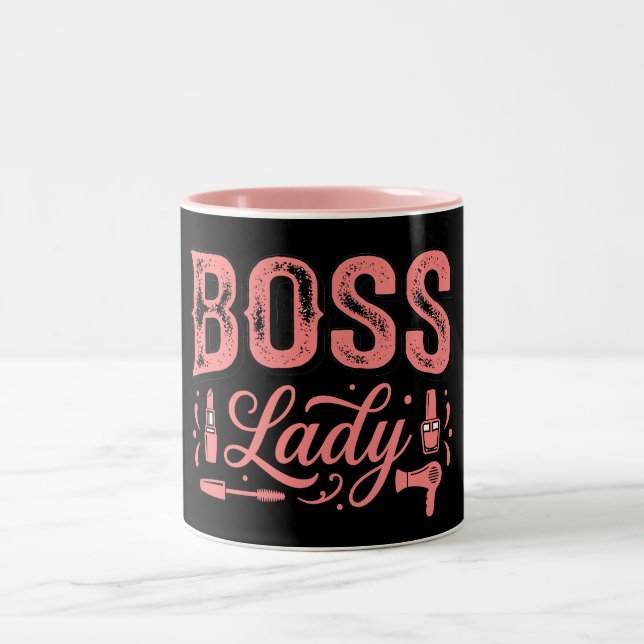 Caneca De Café Em Dois Tons Design Senhora Chefe Rosa Fofa (Centro)