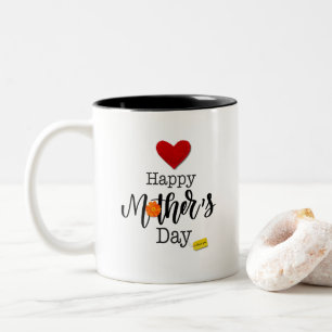 Caneca De Café Em Dois Tons Design simples do primeiro Dia de as mães feliz