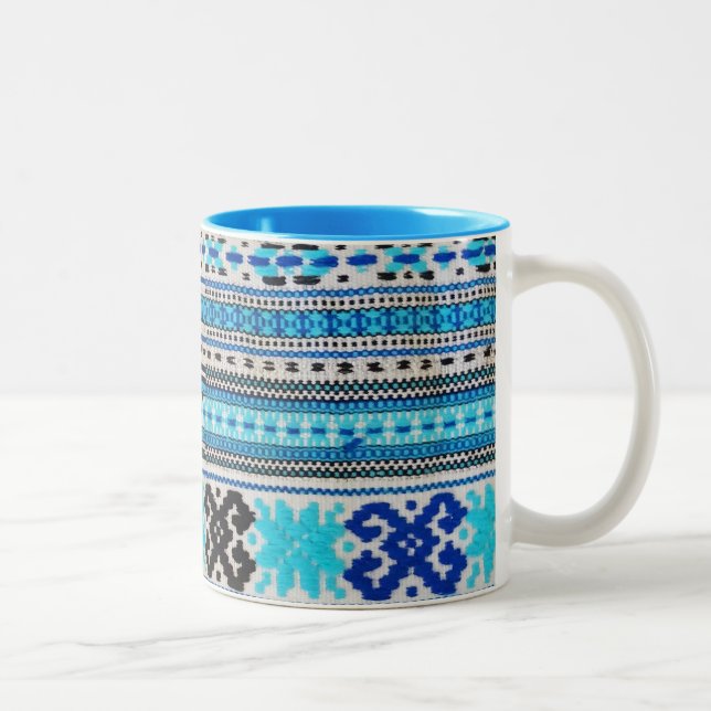 Caneca De Café Em Dois Tons Design ucraniano dos povos (Direita)