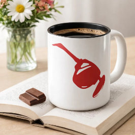 Caneca De Café Em Dois Tons Design Vermelho Futurista de Tecnologia. Para prog
