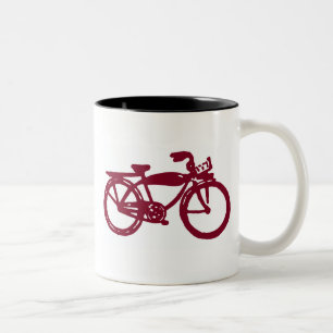 Caneca De Café Em Dois Tons Design vermelho velho da bicicleta