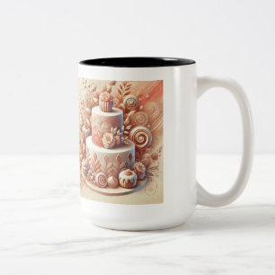 Caneca De Café Em Dois Tons Designer de Bolo Elegante