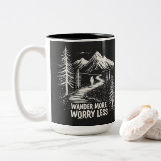 Caneca De Café Em Dois Tons Deslocar Mais, Preocupar-Se Menos Caminho