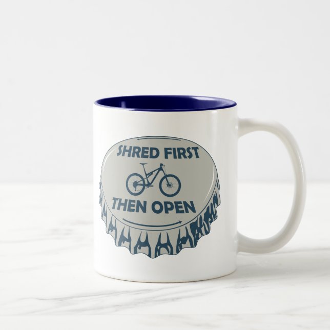 Caneca De Café Em Dois Tons Destrua Primeiro, Depois Abra o Mountain Biking (Direita)