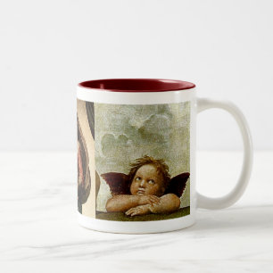 Caneca De Café Em Dois Tons Detalhe "Sistine Madonna" de Rafael (cerca de 1513