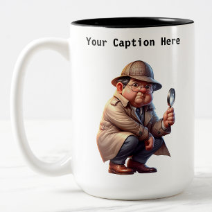 Caneca De Café Em Dois Tons Detetive Amador 3D Procurando Pistas
