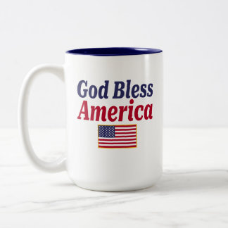Caneca De Café Em Dois Tons Deus Abençoe a América Patriótica