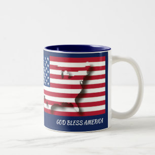 Caneca De Café Em Dois Tons Deus abençoe americano cristão