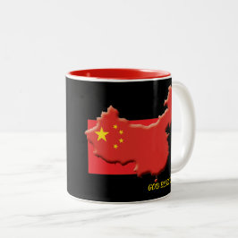Caneca De Café Em Dois Tons DEUS ABENÇOE CHINÊS FLAG - Escritura Personalizada