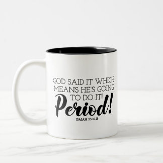 Caneca De Café Em Dois Tons Deus disse Arte Versa Bíblia reclamando as promess