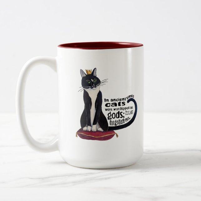 Caneca De Café Em Dois Tons Deus do Gato - Dois Tone Mug (Esquerda)