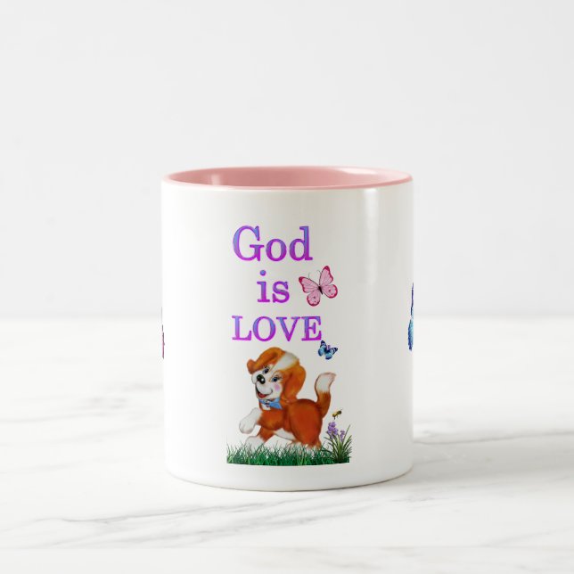 Caneca De Café Em Dois Tons Deus é amor (Centro)