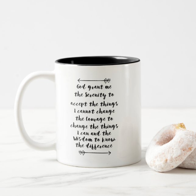 Caneca De Café Em Dois Tons Deus Me Conceda A Serenidade Que Orou A Mug De Caf (Com Donut)