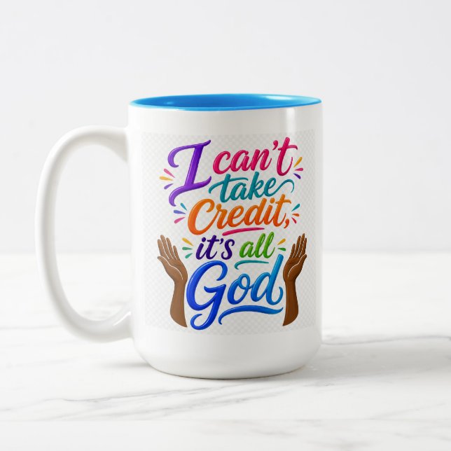 Caneca De Café Em Dois Tons Deus recebe o crédito  (Esquerda)