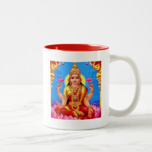 Caneca De Café Em Dois Tons Deusa dourada bonita de Lakshmi Diwali