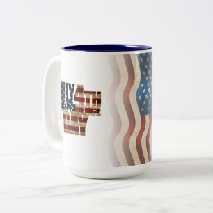 Caneca De Café Em Dois Tons Dia 4 de julho da Independência dos EUA
