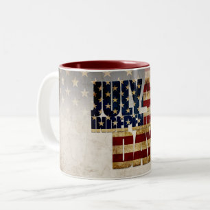 Caneca De Café Em Dois Tons Dia 4 de Julho Projeto de Bandeira Vintage do Dia