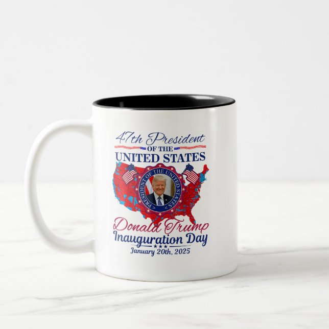 Caneca De Café Em Dois Tons Dia da Inauguração do Presidente Donald Trump 2025 (Esquerda)