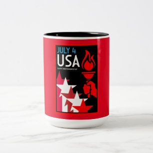 Caneca De Café Em Dois Tons Dia da Independência Americana