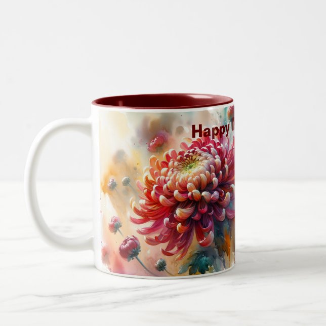 Caneca De Café Em Dois Tons "Dia da Mãe" Personalizável Mãe Floral Whimsical (Esquerda)