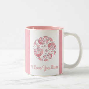 Caneca De Café Em Dois Tons Dia das mães branco cor-de-rosa eu te amo da mam