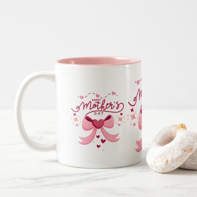 CANECA DE CAFÉ EM DOIS TONS DIA DAS MÃES DESIGN MODERNO (Com Donut)