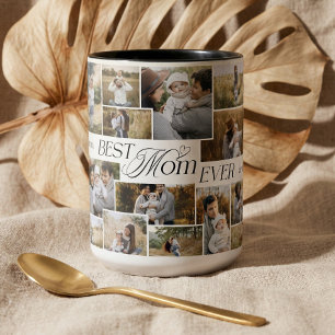 Caneca De Café Em Dois Tons Dia das Mães Elegante Melhor Mãe do Mundo Colagem