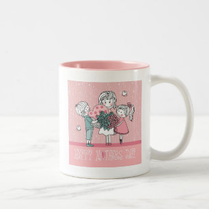 Caneca De Café Em Dois Tons Dia das mães feliz e crianças