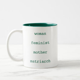 Caneca De Café Em Dois Tons Dia das Mães Feminista Escrito em Máquina Verde Es
