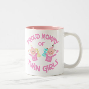 Caneca De Café Em Dois Tons Dia das mães milímetro de meninas gêmeas
