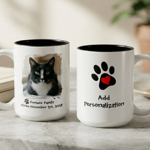 Caneca De Café Em Dois Tons Dia de Adoção de Gatos para Sempre