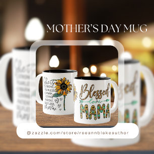 Caneca De Café Em Dois Tons dia de as mães de Mama Abençoada Cama Cerâmica