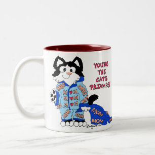 Caneca De Café Em Dois Tons Dia de as mães de pijama de Gatinho divertida