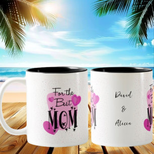Caneca De Café Em Dois Tons Dia de as mães Delicado Rosa para a Melhor Mãe
