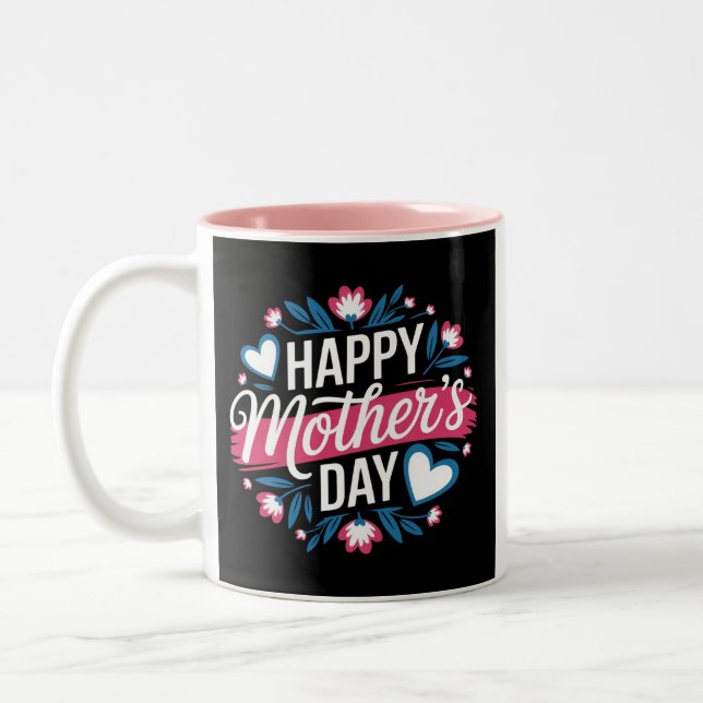 Caneca De Café Em Dois Tons Dia de as mães Feliz (Esquerda)