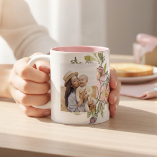 Caneca De Café Em Dois Tons Dia de as mães Floral de Flor de Água Selvagem