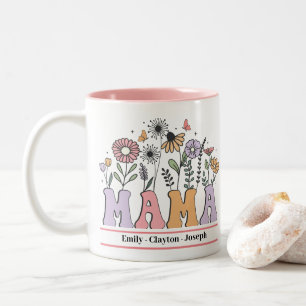 Caneca De Café Em Dois Tons Dia de as mães Floral Mama Personalizada