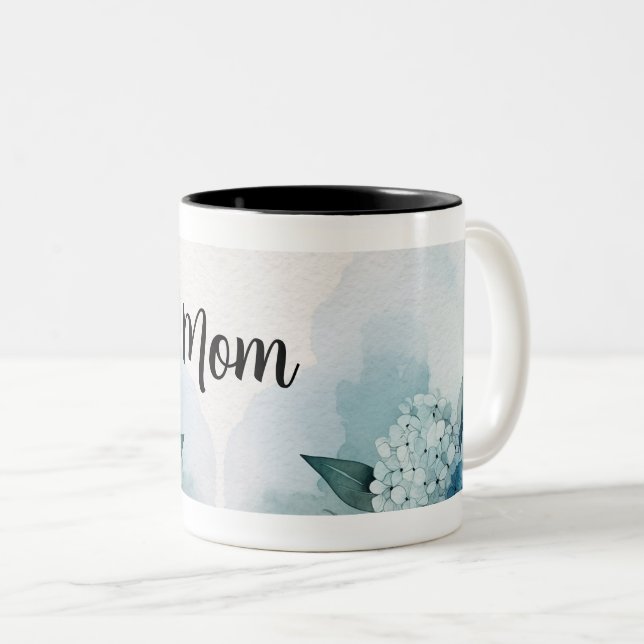Caneca De Café Em Dois Tons Dia de as mães Hydrangea (Frente Esquerda)
