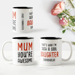 Caneca De Café Em Dois Tons Dia de as mães incrível riso e tipografia escura