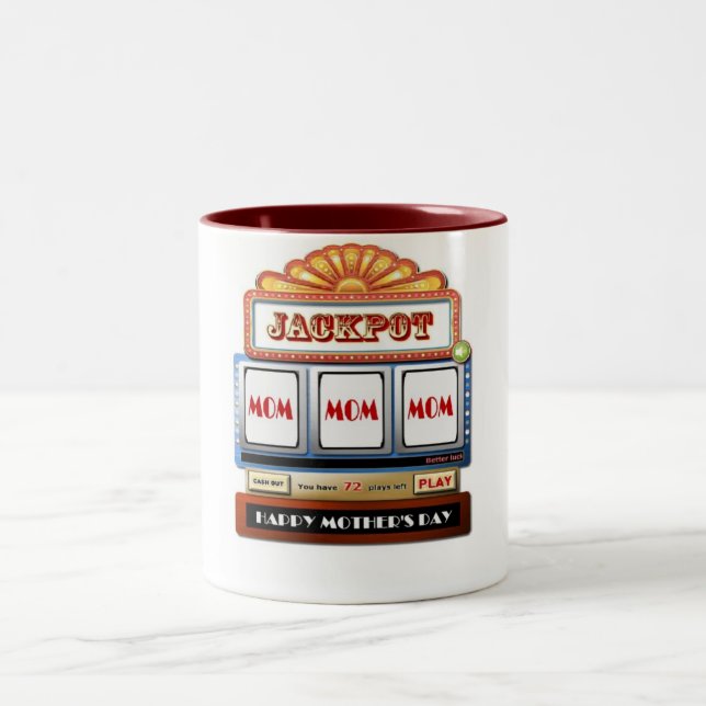 Caneca De Café Em Dois Tons Dia de as mães MOM JACKPOT (Centro)