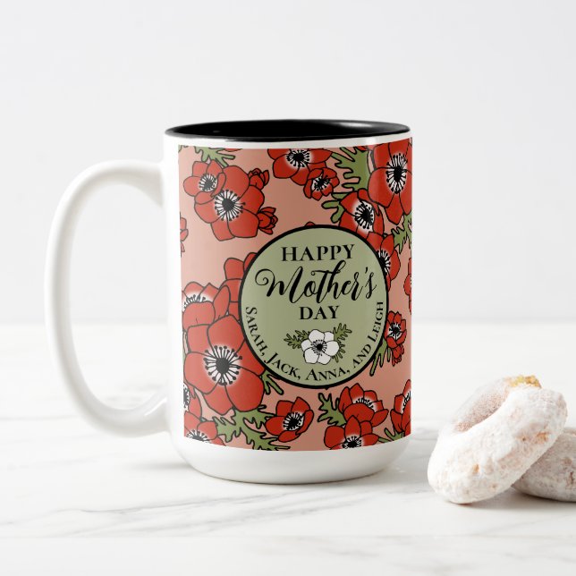 Caneca De Café Em Dois Tons Dia de as mães Personalizado (Com Donut)