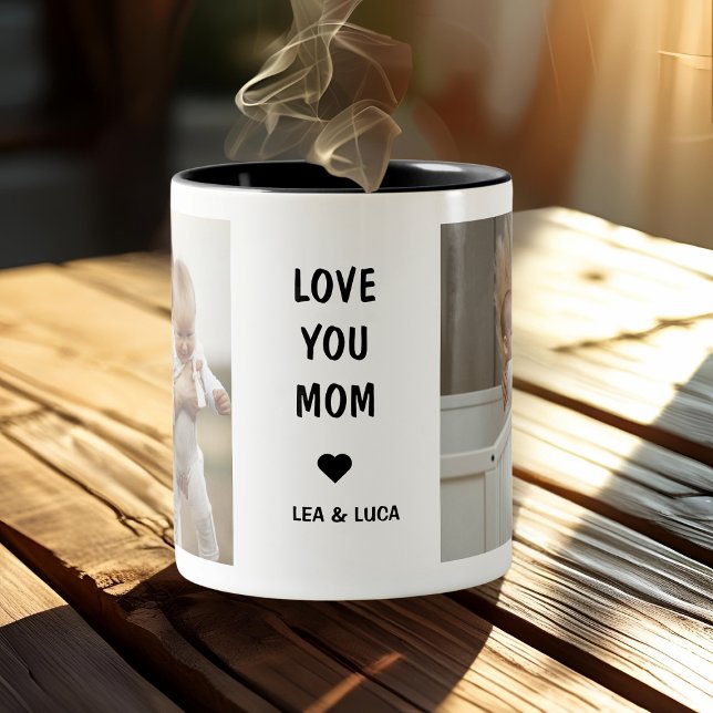 Caneca De Café Em Dois Tons Dia de as mães Personalizado Te Ama Mãe (Criador carregado)