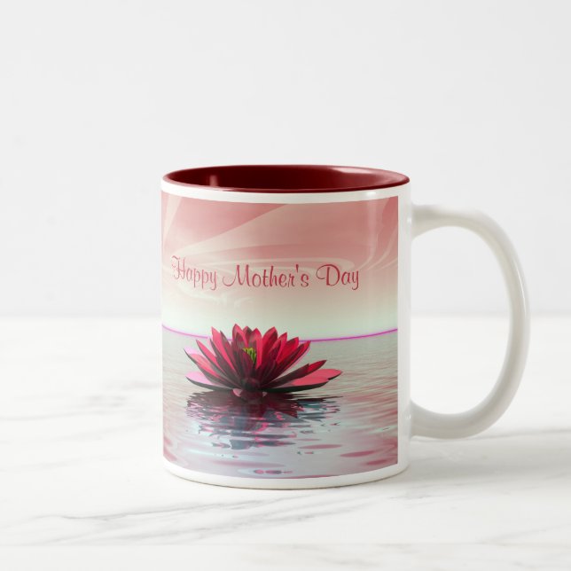 Caneca De Café Em Dois Tons Dia de as mães Red Water Lily (Direita)