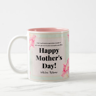 Caneca De Café Em Dois Tons Dia de as mães Rosa e Verde Clássico Vintage Flora