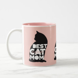 Caneca De Café Em Dois Tons Dia de as mães Rosa Engraçado, Melhor Gato Mãe