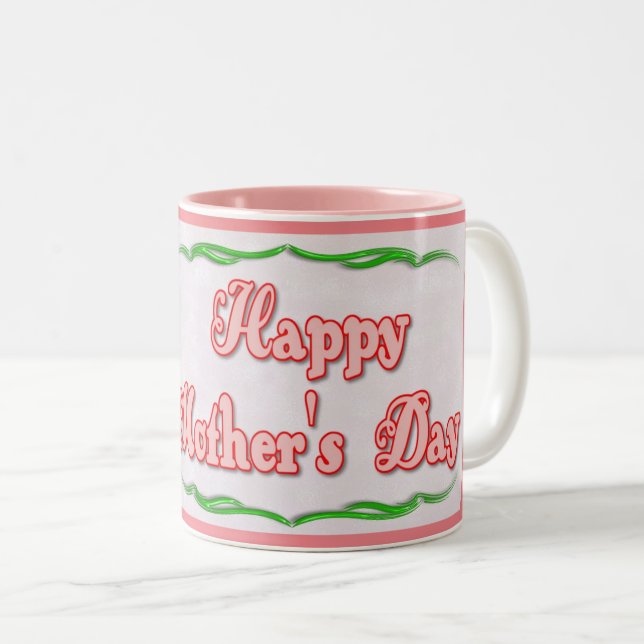 Caneca De Café Em Dois Tons Dia de as mães Rosa Feliz (Frente Esquerda)