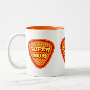 Caneca De Café Em Dois Tons Dia de as mães Super Mãe, Mug De Café De Dois T